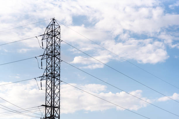 istock Transmission tower. Electricity. High voltage infrastructure. 1222266330