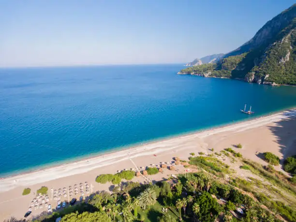 Amazing aerial view of Olympos and Cirali in Antalya