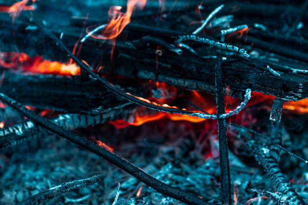 istock Hot fire on the blue background 1222271581