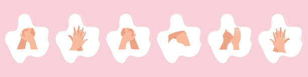 istock Disinfect hands with alcohol gel. How to use hand sanitizer, personal hygiene, infographic procedure to wash alcohol gel. Clean disease prevention covid-19. 1222272313