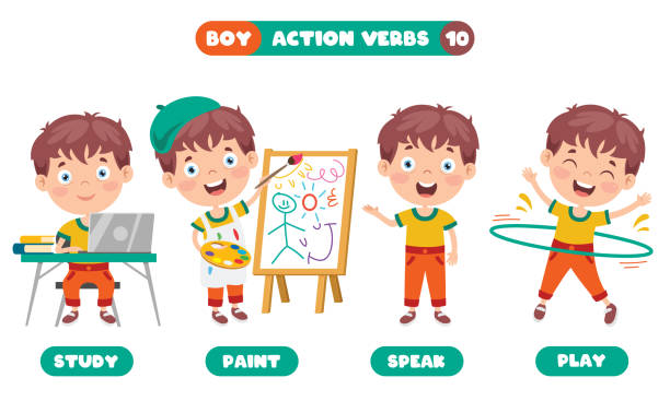 Action Verbs For Children Education Action Verbs For Children Education verb stock illustrations