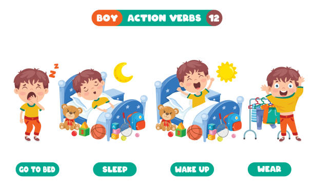 Action Verbs For Children Education Action Verbs For Children Education verb stock illustrations