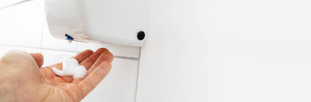 istock Liquid Soap Dispenser On Wall For Hand Cleaning 1222273074