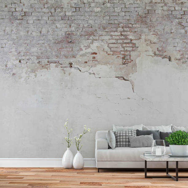 istock Elegant living room with sofa - ruined wall 1222275155