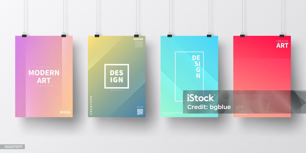 Abstract Poster 1 Color Posters With Colorful Abstract Designs Isolated On White Background ...