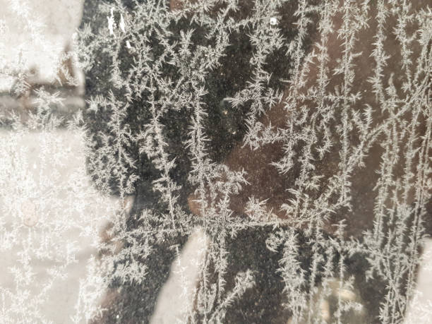 istock Abstract frost and ice on window background. 1222275980