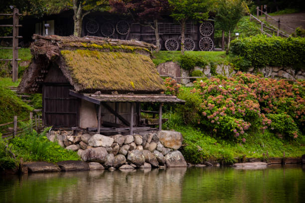 istock Japanese traditional mill with grass roof 1222276369