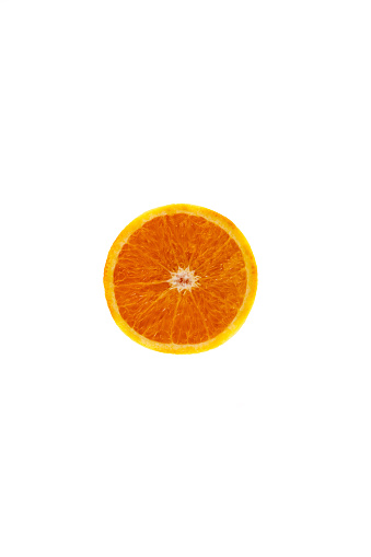 Orange cut in half on a white background