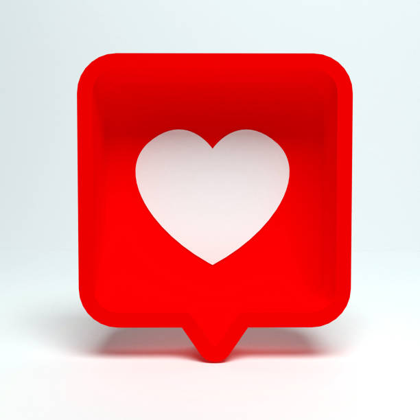 istock Red Speech Bubble with White Heart Symbol on White background 1222278660