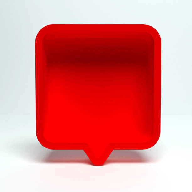 istock 3d speech bubble or blank red rounded square chat pin with shadow on white wall background 3D rendering 1222278669