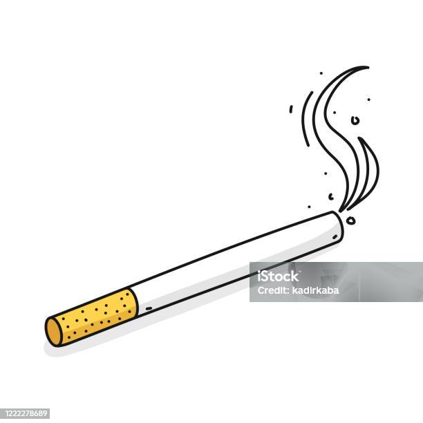 煙のライン アイコンアウトライン落書きベクトルシンボルイラスト - 紙巻煙草のベクターアート素材や画像を多数ご用意 - 紙巻煙草, 喫煙問題, タバコを吸う