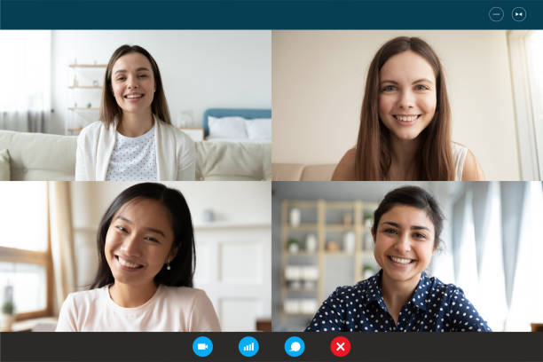 istock Multiracial happy girlfriends have fun talking on video call 1222279366