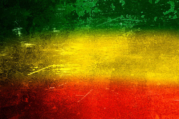 fond vert, jaune, rouge de texture, fond de reggae - jamaican culture photos et images de collection