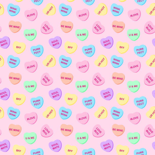 illustrations, cliparts, dessins animés et icônes de candy hearts modèle sans couture - valentines day candy candy heart heart shape