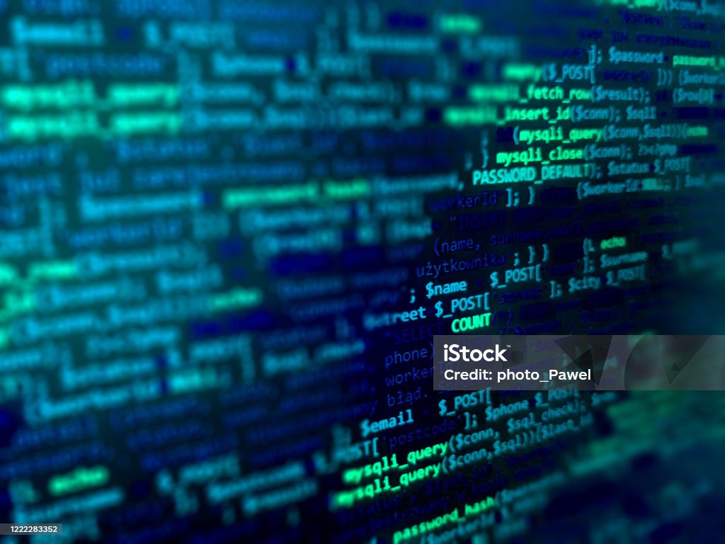 Programming Code On Monitor Screen Developer Work Abstract Background ...