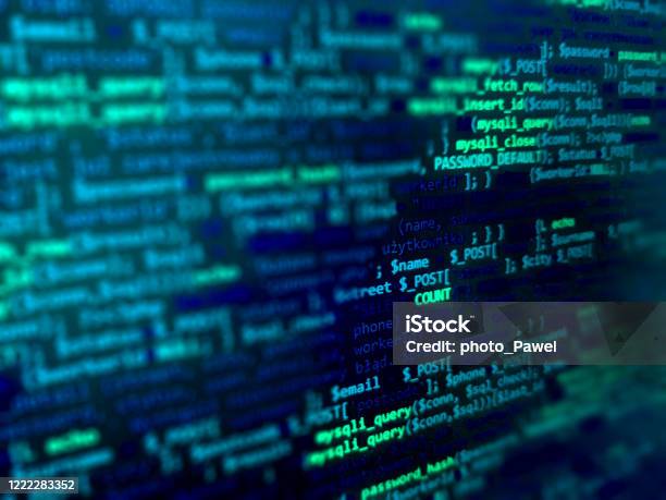 Programming Code On Monitor Screen Developer Work Abstract Background ...