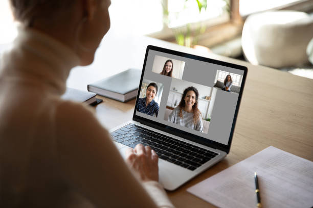 istock Woman have fun talking on video call with girlfriends 1222284664