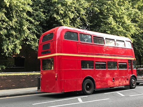 traditional english old red double decker bus, london