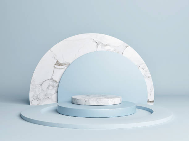 istock Mock up podium for product presentation, blue background 1222289702