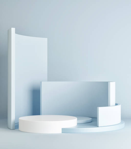 istock Mock up podium for product presentation, blue background 1222289703