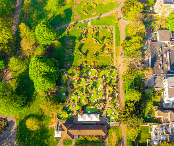 veduta aerea del sobborgo di londra al mattino, regno unito - chiswick foto e immagini stock