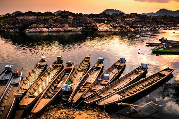 istock Long Tail Boats of Mekong 1222292711