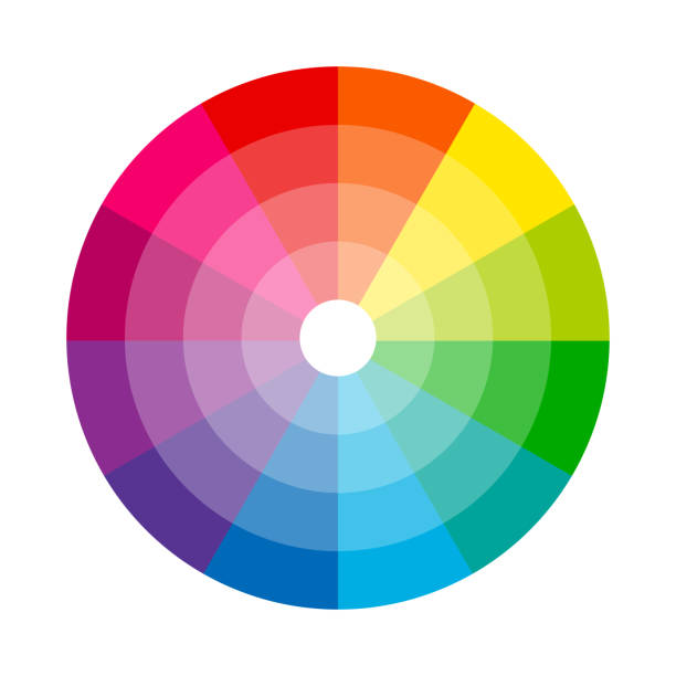 illustrazioni stock, clip art, cartoni animati e icone di tendenza di vettore illustrazione cerchio isolato ruota a colori - campione di colore