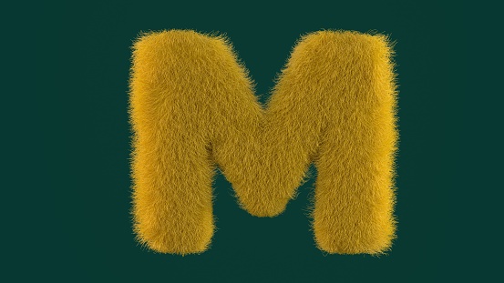 Uppercase fluffy and furry font made of fur texture for poster printing, branding, advertising. 3D rendering
