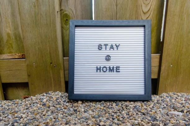 istock Corona virus-related Stay at home typography sign board 1222297398