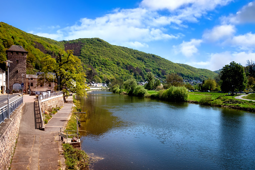 Scenic village Dausenau on the river Lahn, Rhineland-Palatinate, Germany