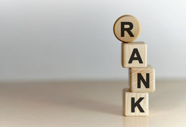 istock Rank text on vertically standing cubes on a neutral background 1222301916