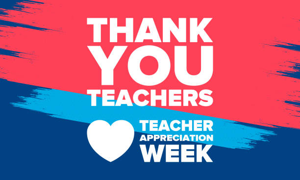 Teacher Appreciation Week in United States. Celebrated annual in May. In honour of teachers who hard work and teach our children. School and education. Student learning concept. Vector illustration Teacher Appreciation Week in United States. Celebrated annual in May. In honour of teachers who hard work and teach our children. School and education. Student learning concept. Vector illustration student backgrounds stock illustrations