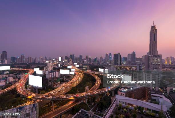Bangkok Cityscape Stock Photo - Download Image Now - Billboard, Urban Skyline, Bangkok