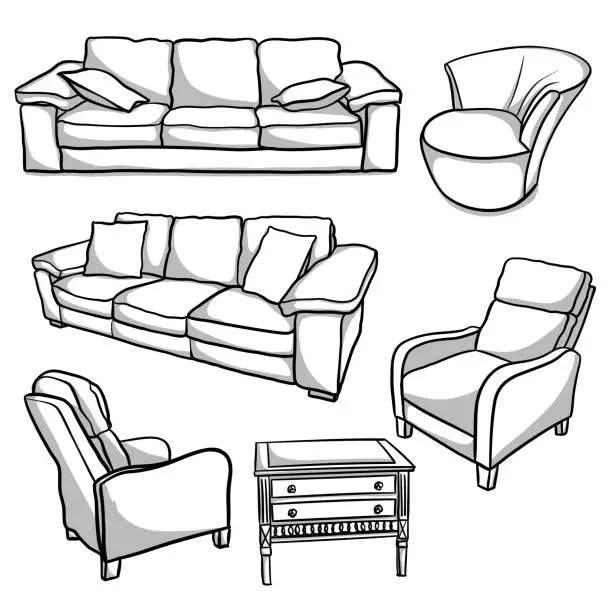 Vector illustration of Living Room Furniture