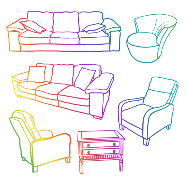 Vector illustration of Living Room Furniture Rainbow