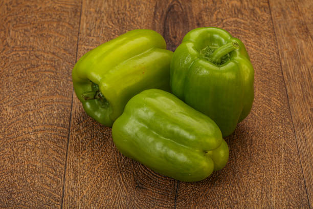 istock Three green bell juicy peppers 1222310779