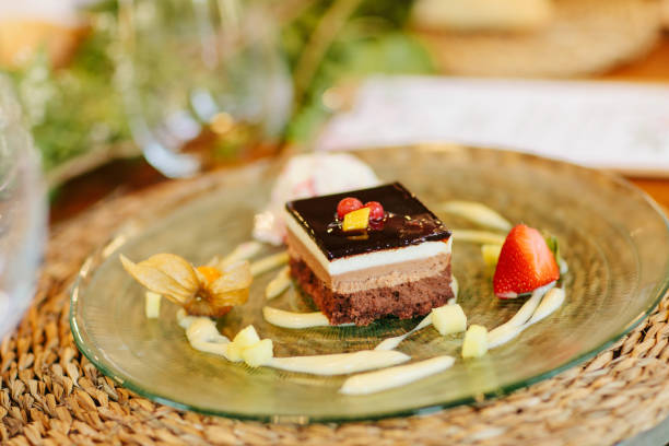 istock delicious dessert of three chocolate cake 1222312385
