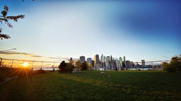 istock Sunset on Downtown Manhattan from a Brooklyn Park 1222320314