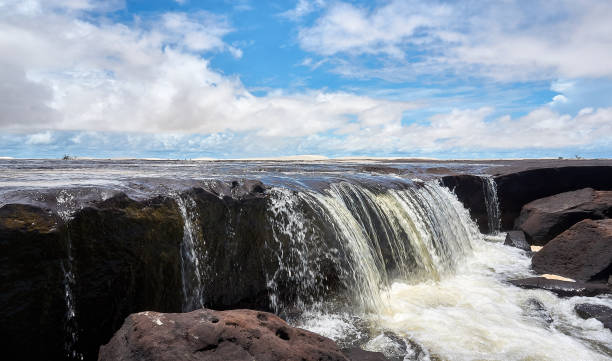 istock Hot waterfall going to the sea 1222322162