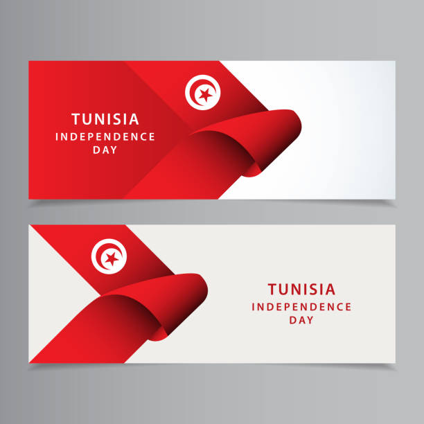 행복한 튀니지 독립 기념일 축하 벡터 템플릿 디자인 일러스트 - tunisia stock illustrations