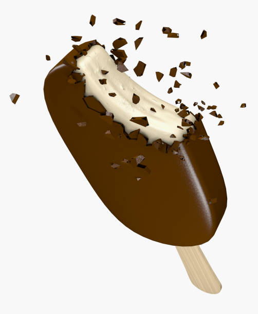 istock Vanilla ice cream bar dipped in crispy chocolate coating, 3D rendering 1222326517