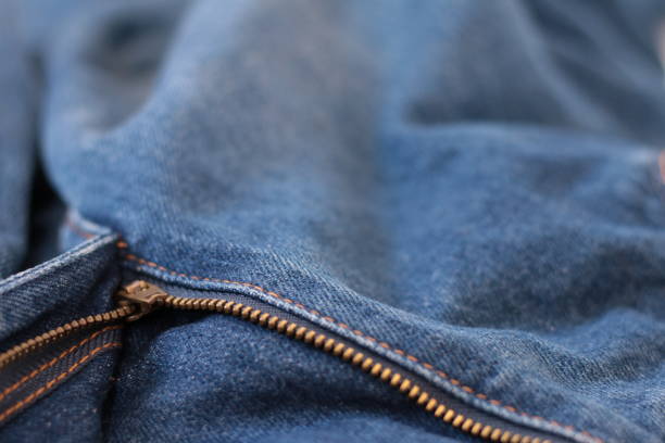 istock Open denim trouser zipper concept 1222328917