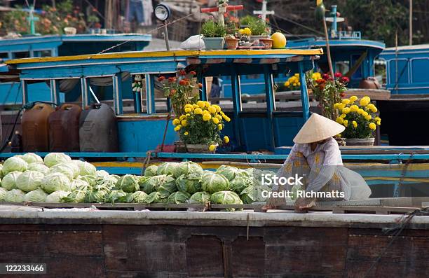 Floating Market Vietnam Stock Photo - Download Image Now - Floating Market, Vietnam, Groceries