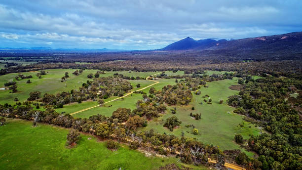 Aerial of Halls Gap in Victoria with views to the Grampians