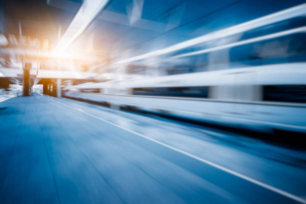 High-speed train at the railway station,motion blurred. China - East Asia, Tianjin, High Speed Train, Train - Vehicle, Motion aerodynamic photos stock pictures, royalty-free photos & images
