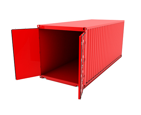 Open Empty Red Shipping Container