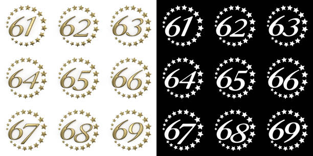 istock Set of numbers from sixty-one to sixty-nine 1222338711