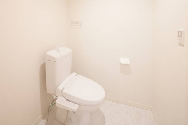 white clean toilet in washing closet A snapshot of the white clean toilet in the washing closet japanese toilet stock pictures, royalty-free photos & images