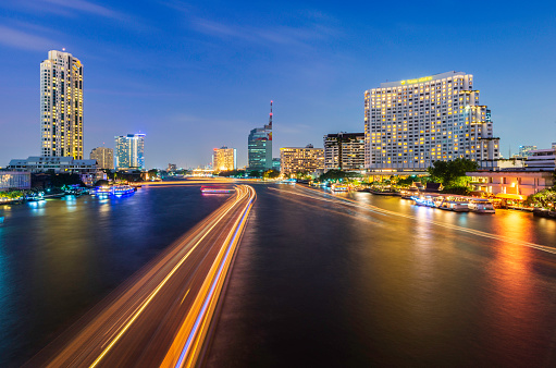 Bangkok City and the river, Hotel and resident area in the capital of Thailand