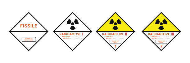 радиоактивная этикетка для опасных материалов. визуальное указание типа и уровня опасности. - radioactive stock illustrations